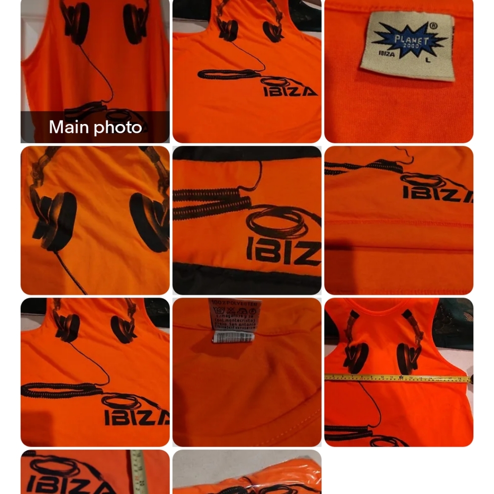 Tank Top Ibiza Tank High neon Orange Tank Top Racer Back Size large Headset